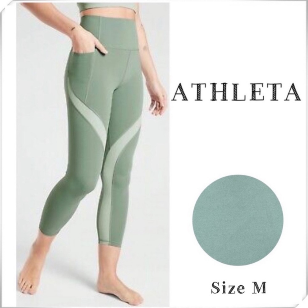 ATHLETA Salutation Stash Pocket II 7/8 Tight Leggings Teal Green SizeM #531299